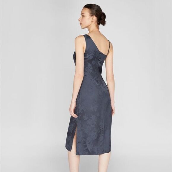 Club Monaco Women’s Asymmetrical Slip Midi Dress One shoulder Ebony Size 00 - Picture 2 of 13